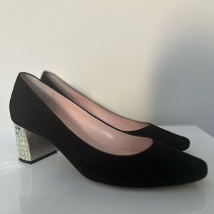 Kate Spade 'Danika Too' Suede Jeweled Mid Heel Pump Black